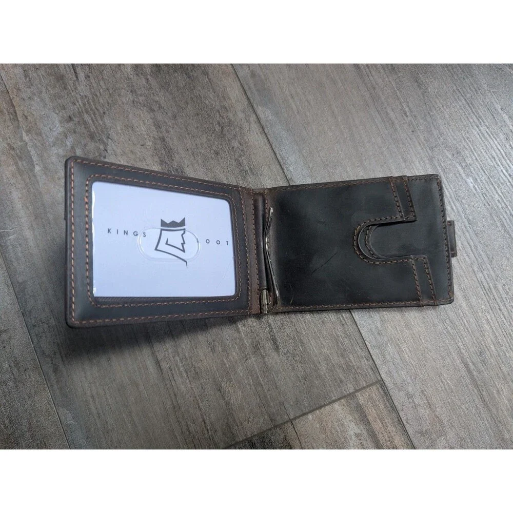 Kings Loot Leather Hybrid Wallet Men's Brown Slim Front Pocket Minimalist Bifold